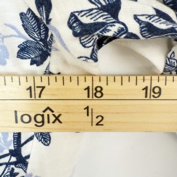 Me + Em Women's 10 Cream Modern Botanical Print Tiered Short Dress Blue Floral - Picture 12 of 15